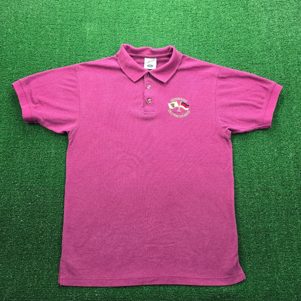 Germany‎ Deutschland Polo Shirt Mens Medium Maroon Short Sleeve Embroidered Logo